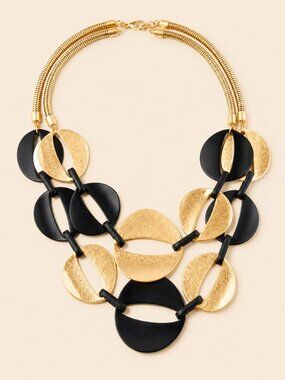 MarlaWynne Crinkle Mixed-Metal Bib Necklace